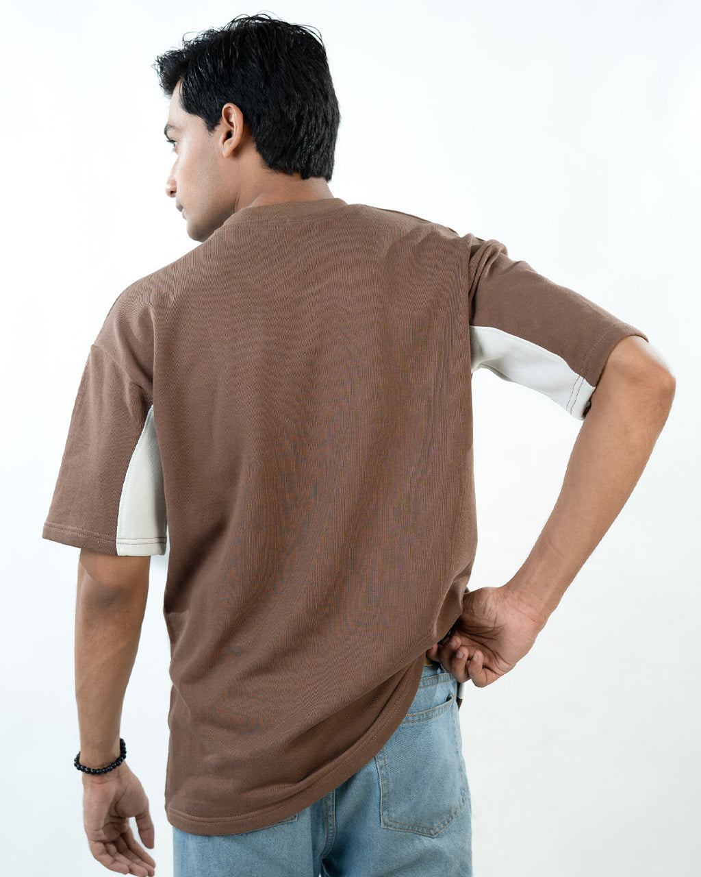 Panel T-Shirts - Brown & White