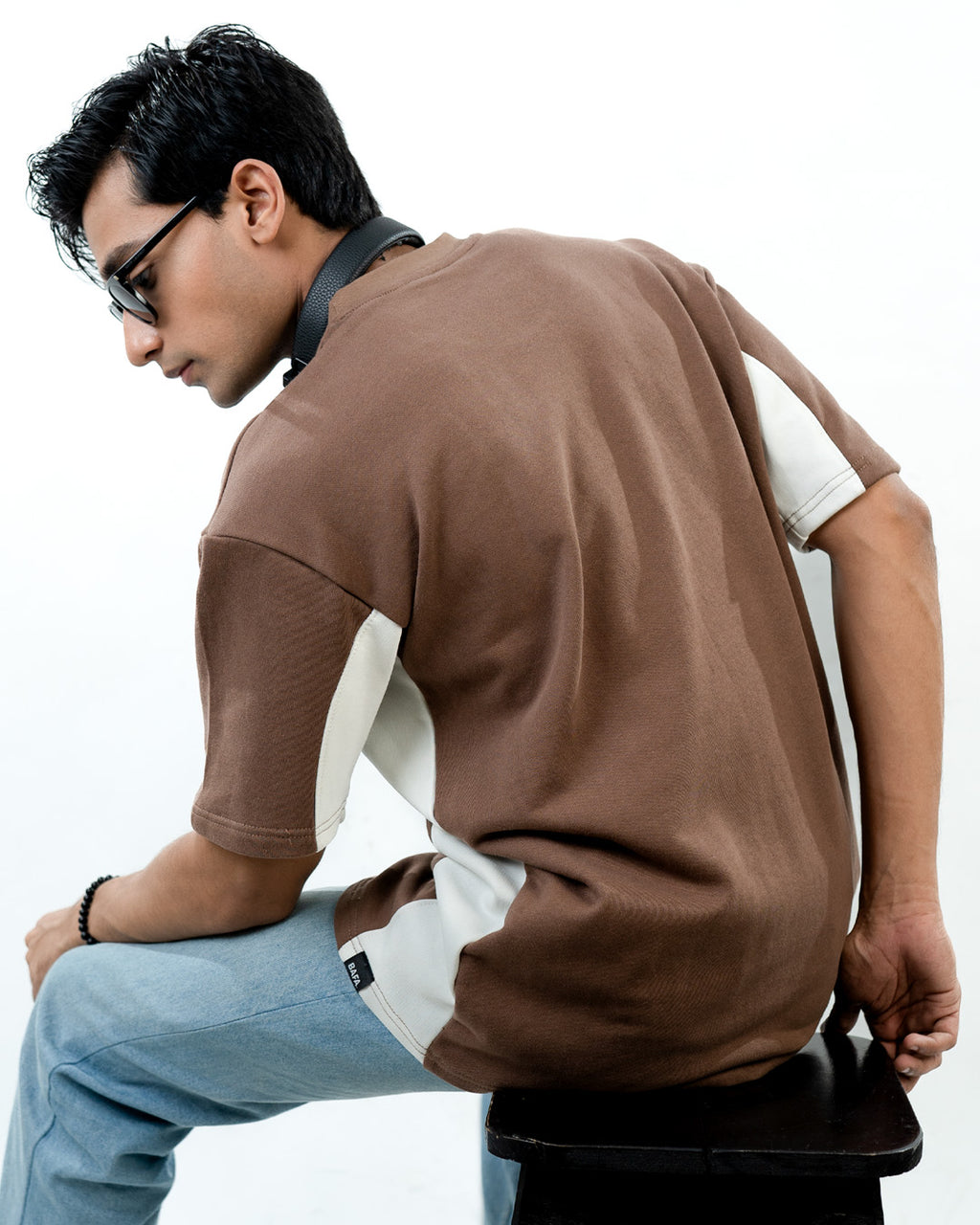 Panel T-Shirts - Brown & White