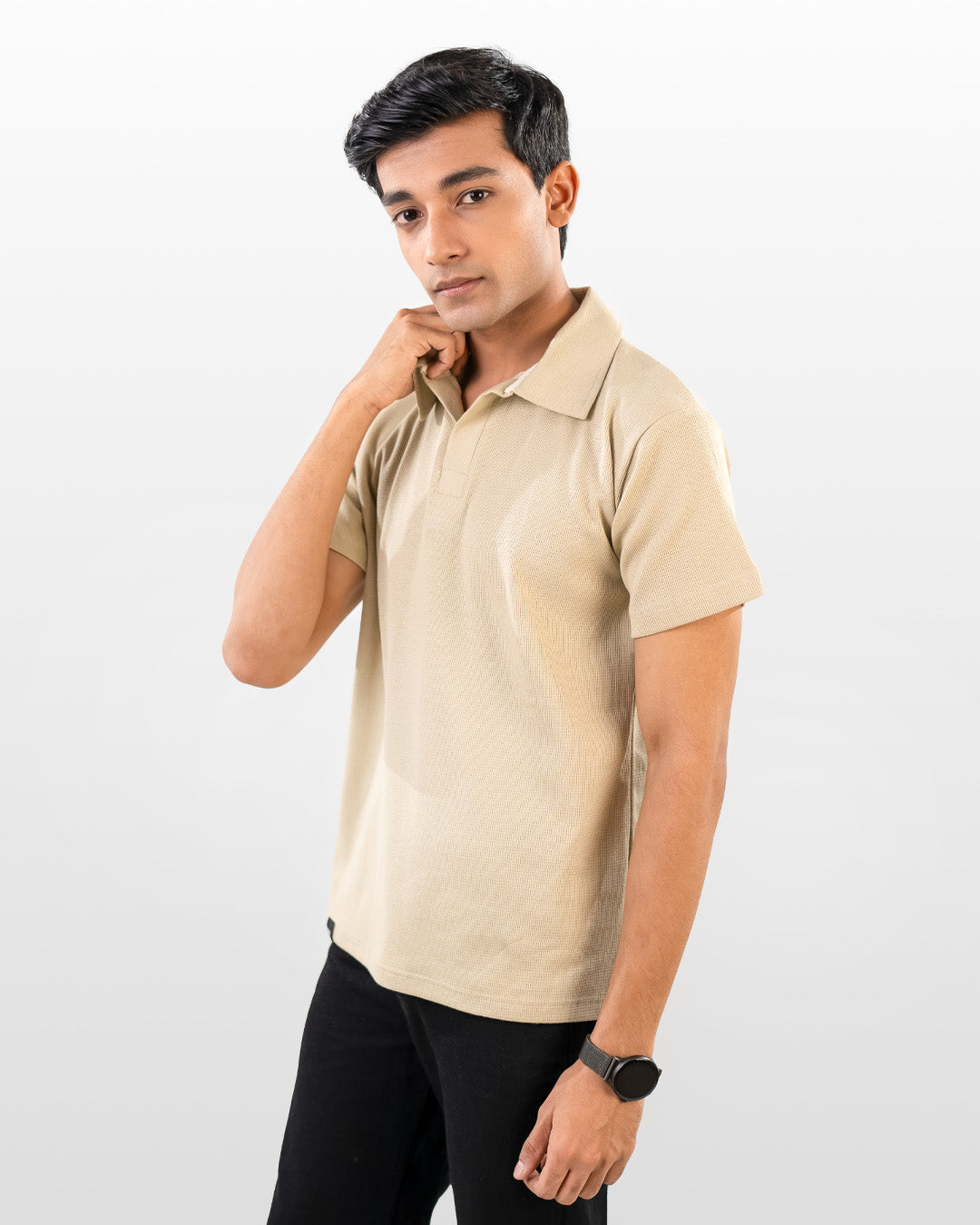 V-neck thermal polo - Off White