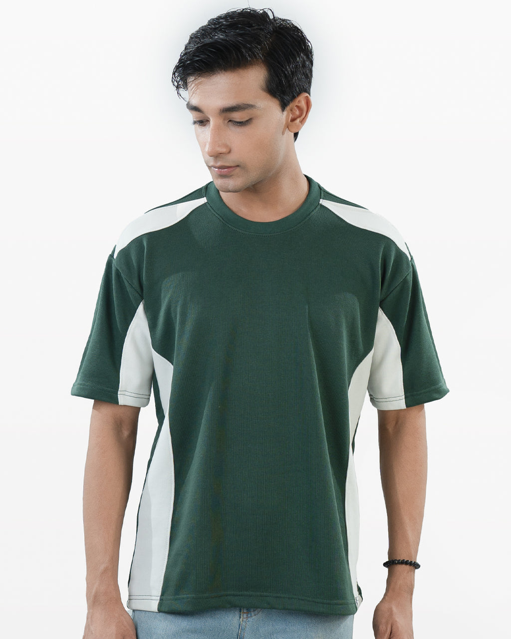 Panel T-Shirt- Green & White