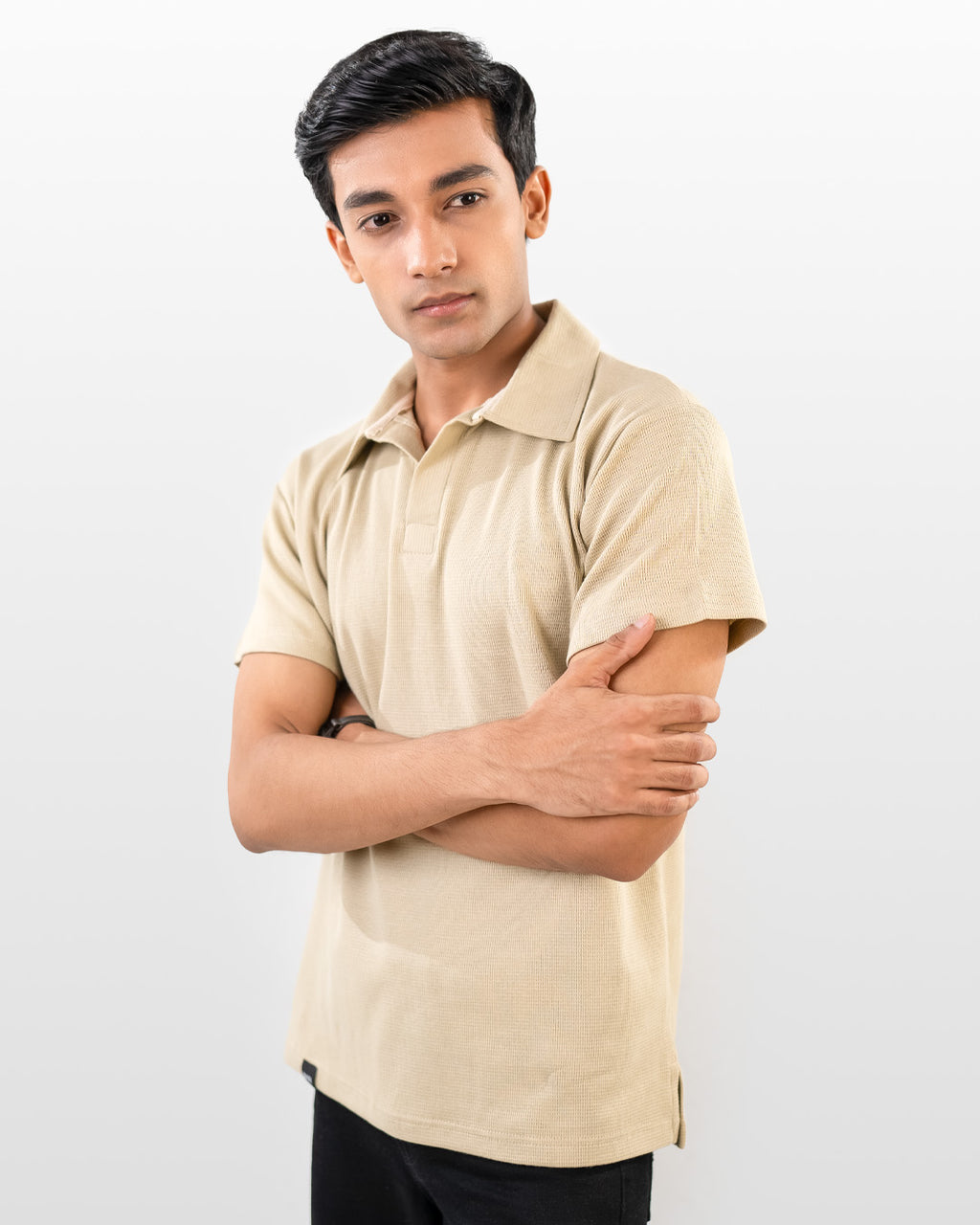 V-neck thermal polo - Off White