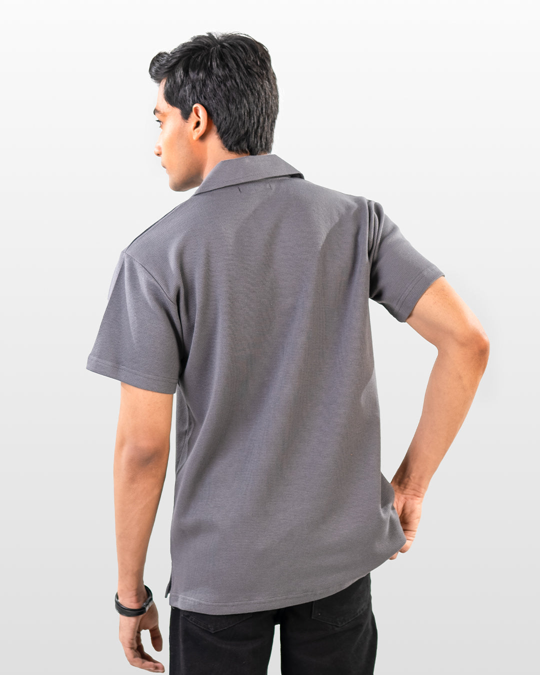 V-neck thermal polo - Greyish