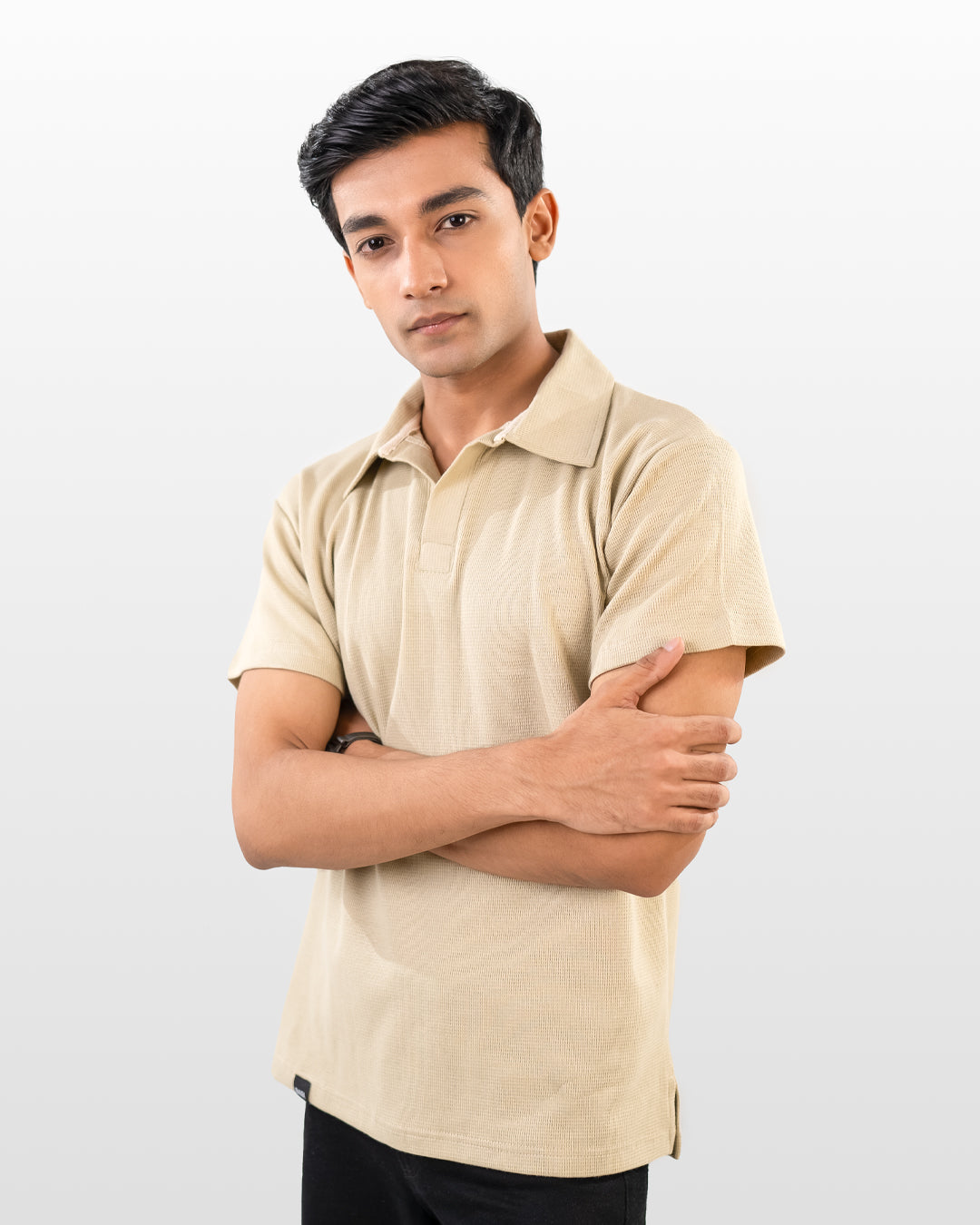 V-neck thermal polo - Off White