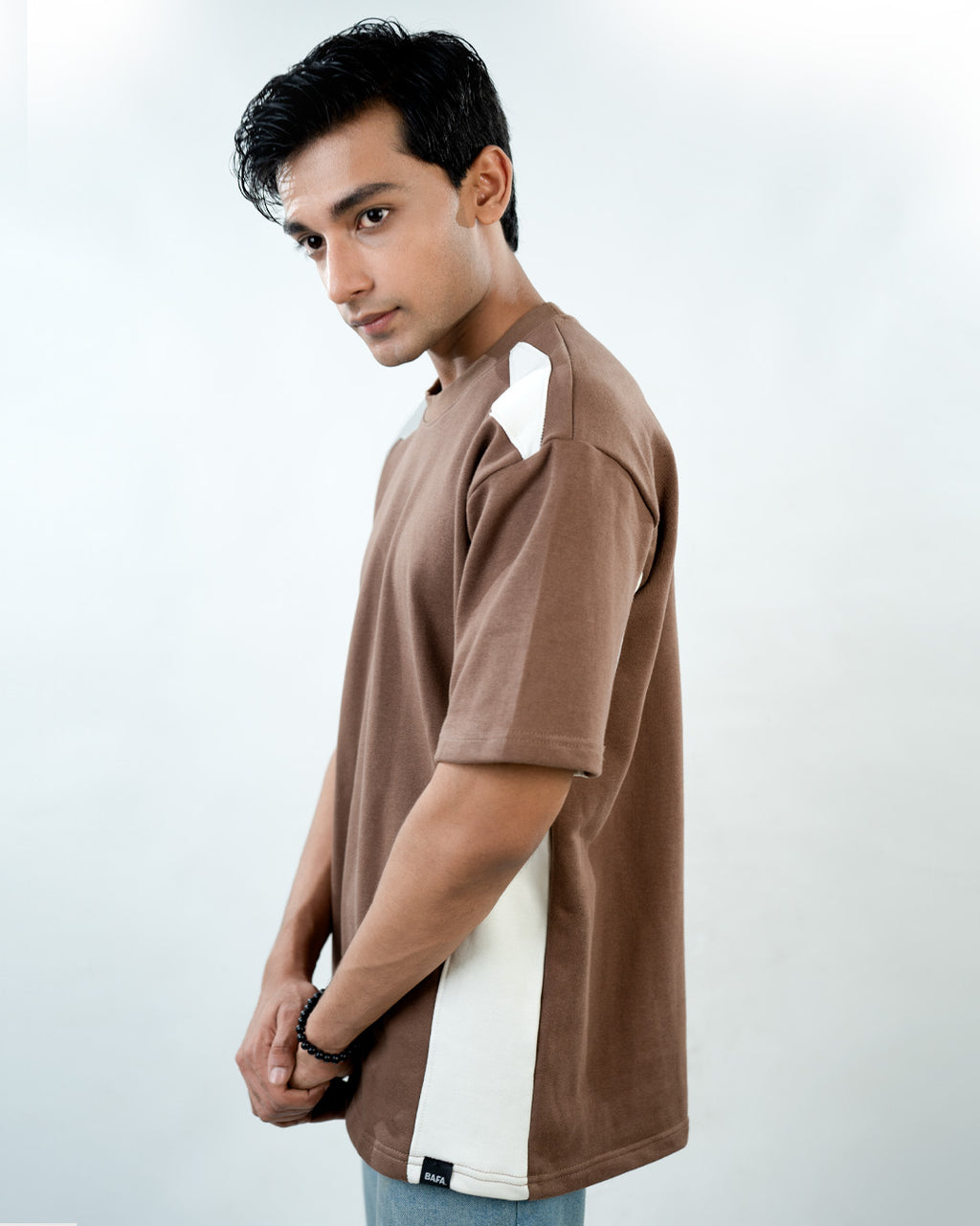 Panel T-Shirts - Brown & White